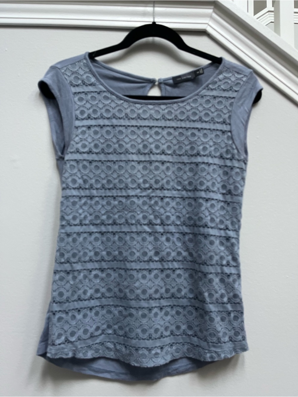 The Limited Light Blue Lace-Front Cap Sleeve Top